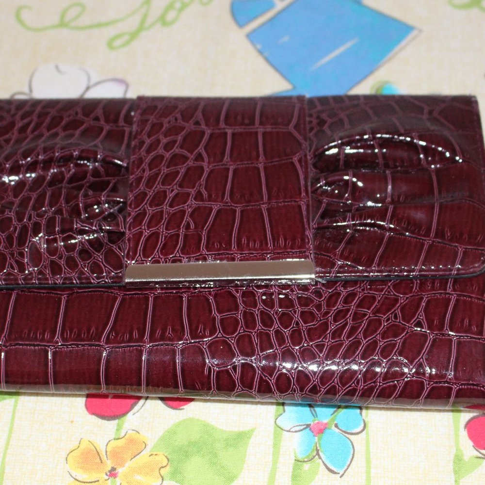 Dark Purple faux crocodile wallet